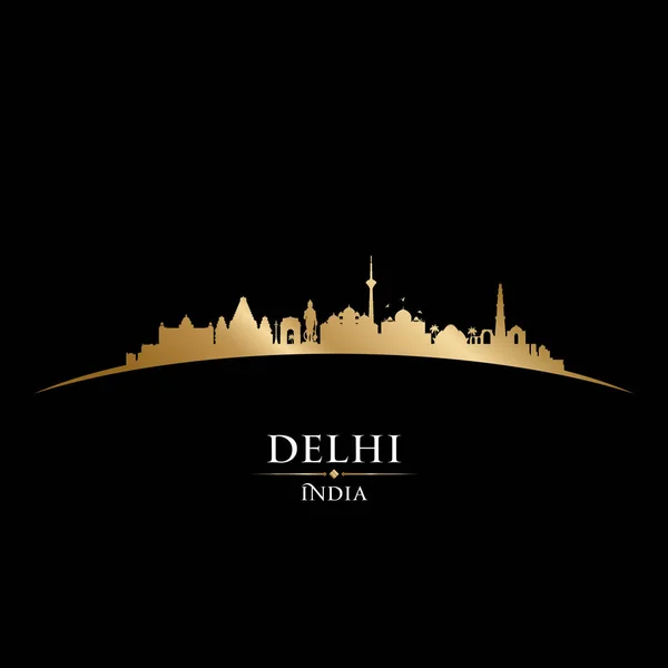 Delhi india city silhouette schwarzer hintergrund — Stockvektor