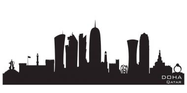 Doha Katar şehir manzarası vektör siluet