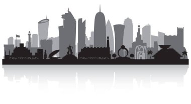 Doha Katar şehir manzarası siluet