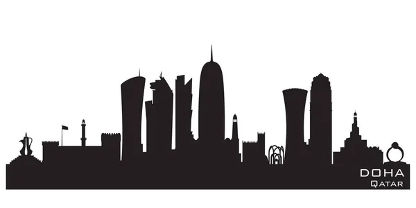 多哈卡塔尔城市天际线矢量剪影 — 图库矢量图片