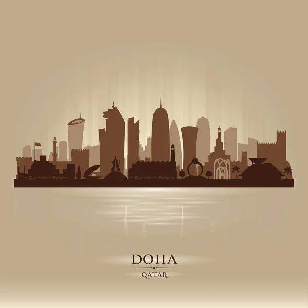 Doha Qatar città skyline silhouette vettoriale — Vettoriale Stock