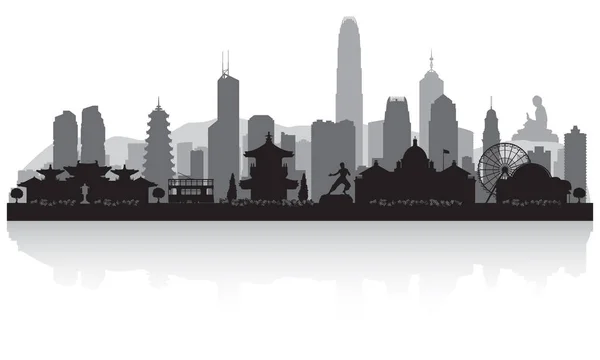 Hong Kong Chine silhouette skyline de la ville — Image vectorielle