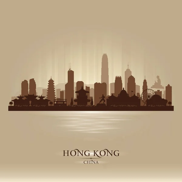 Hong Kong Cina città skyline silhouette vettoriale — Vettoriale Stock
