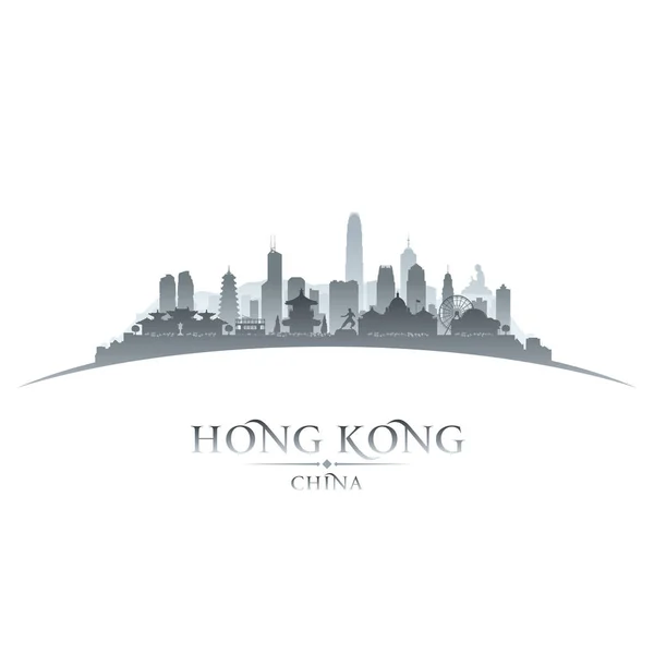 Hong Kong Çin şehir manzarası siluet beyaz arka plan — Stok Vektör