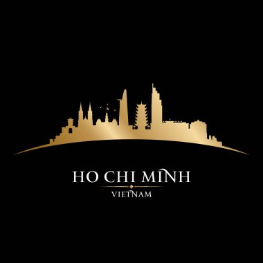 Ho Chi Minh city Vietnam manzarası siluet siyah arka plan 