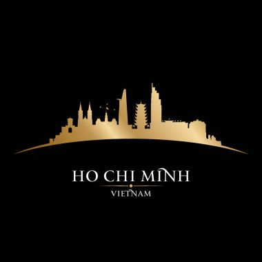 Ho Chi Minh city Vietnam skyline silhouette black background  clipart