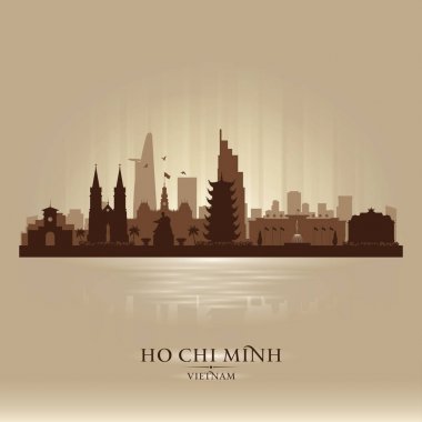 Ho Chi Minh city Vietnam manzarası vektör siluet
