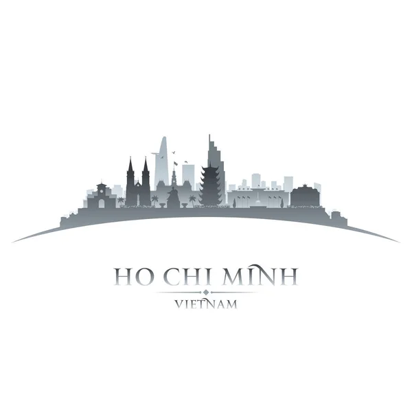 Ho Chi Minh-staden Vietnam skyline siluett vit bakgrund — Stock vektor
