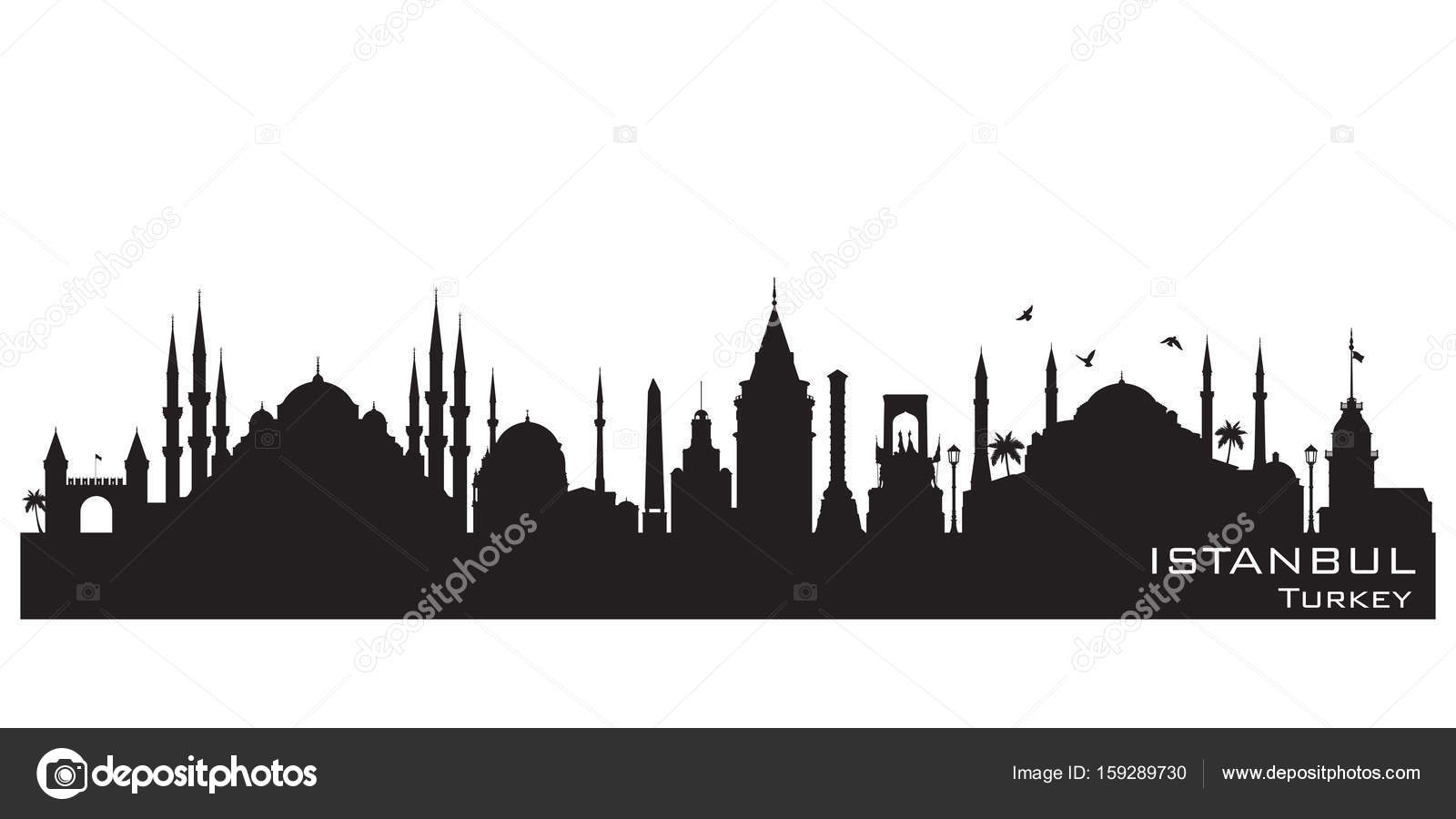 Istanbul Turkey city skyline vector silhouette — Stock Vector