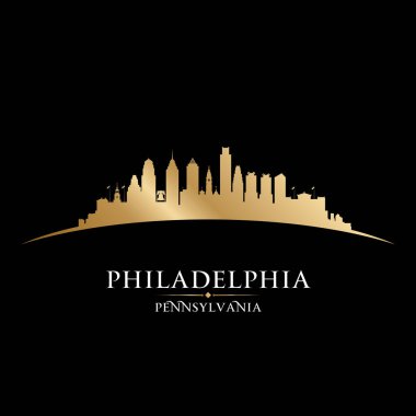 Philadelphia Pennsylvania şehir siluet siyah arka plan 