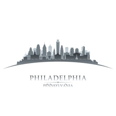 Philadelphia Pennsylvania şehir silueti beyaz arka plan 