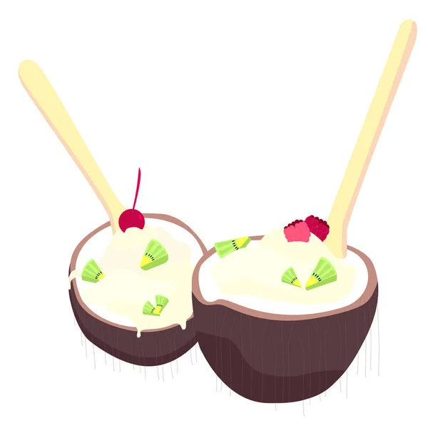 Ice cream in kokos — Stockvector