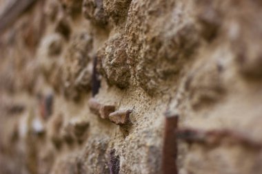 Eski yaşlı cephe duvar. Taş dokusu. Antalya, Kaleiçi, Türkiye