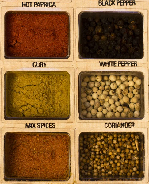 Spices, kitchen herbs and flavoring — Stock Photo, Image