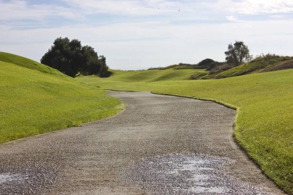 Pole golfowe w Belek. Zielona trawa na boisku. — Zdjęcie stockowe