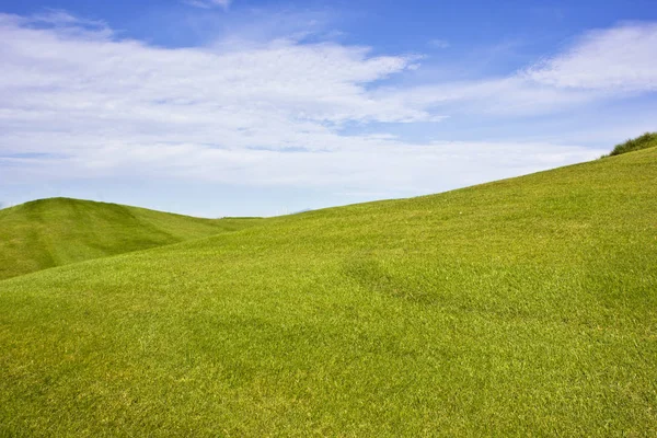 Golfpálya a Belek. Zöld fű a pályán. Kék ég, sunny — Stock Fotó