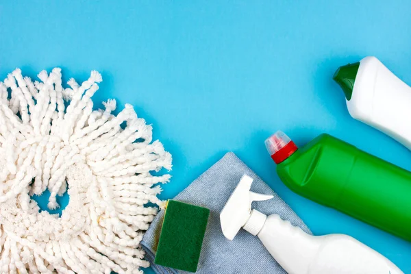 Cleaning Tools Set Cleaning Supplies Spray Cleaning Agent Gloves Brush — Stock Photo, Image
