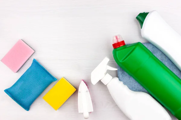 Cleaning Tools Set Cleaning Supplies Spray Cleaning Agent Gloves Brush — Stock Photo, Image