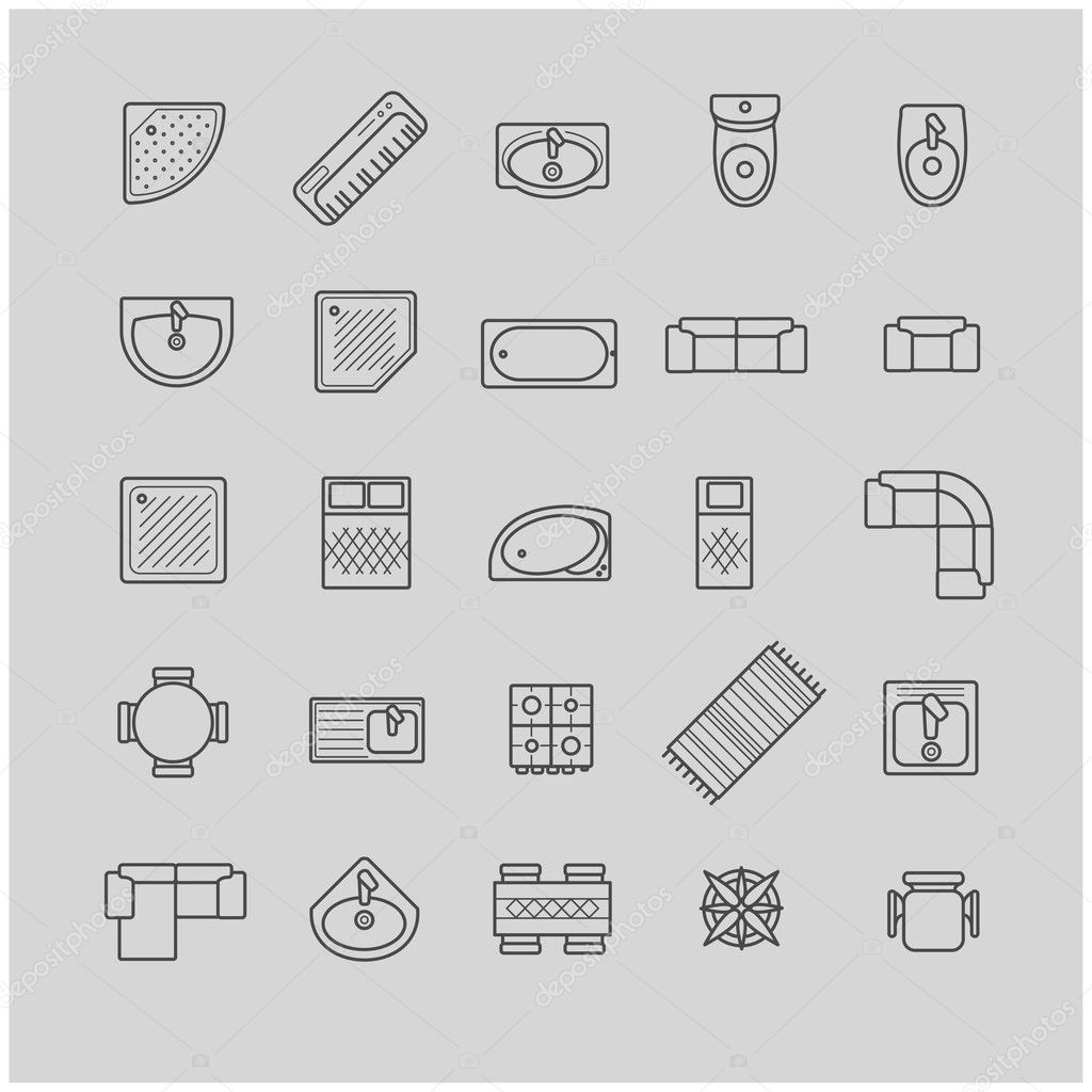 Furniture Icons Top View Stock Vector Royalty Free Vector Image By C Annayakovets 124942400