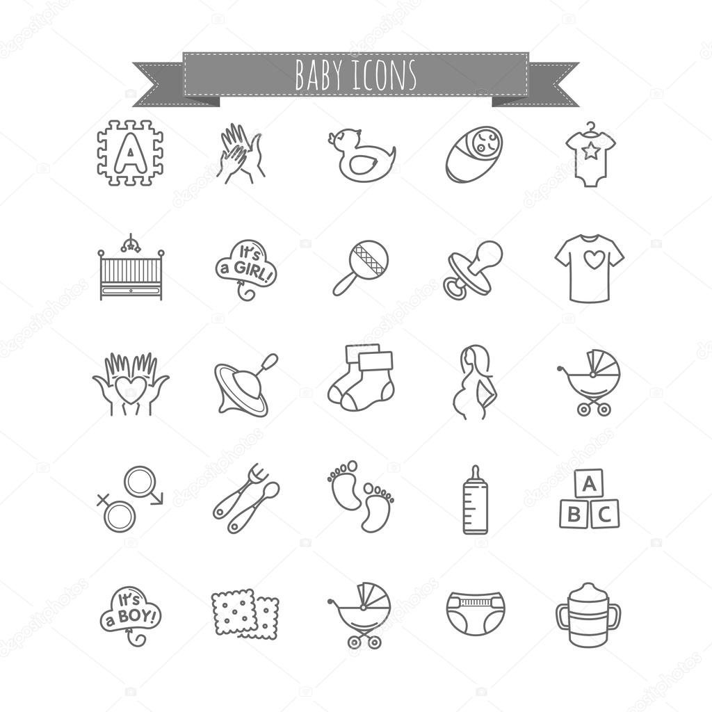 baby icons - stock vector set