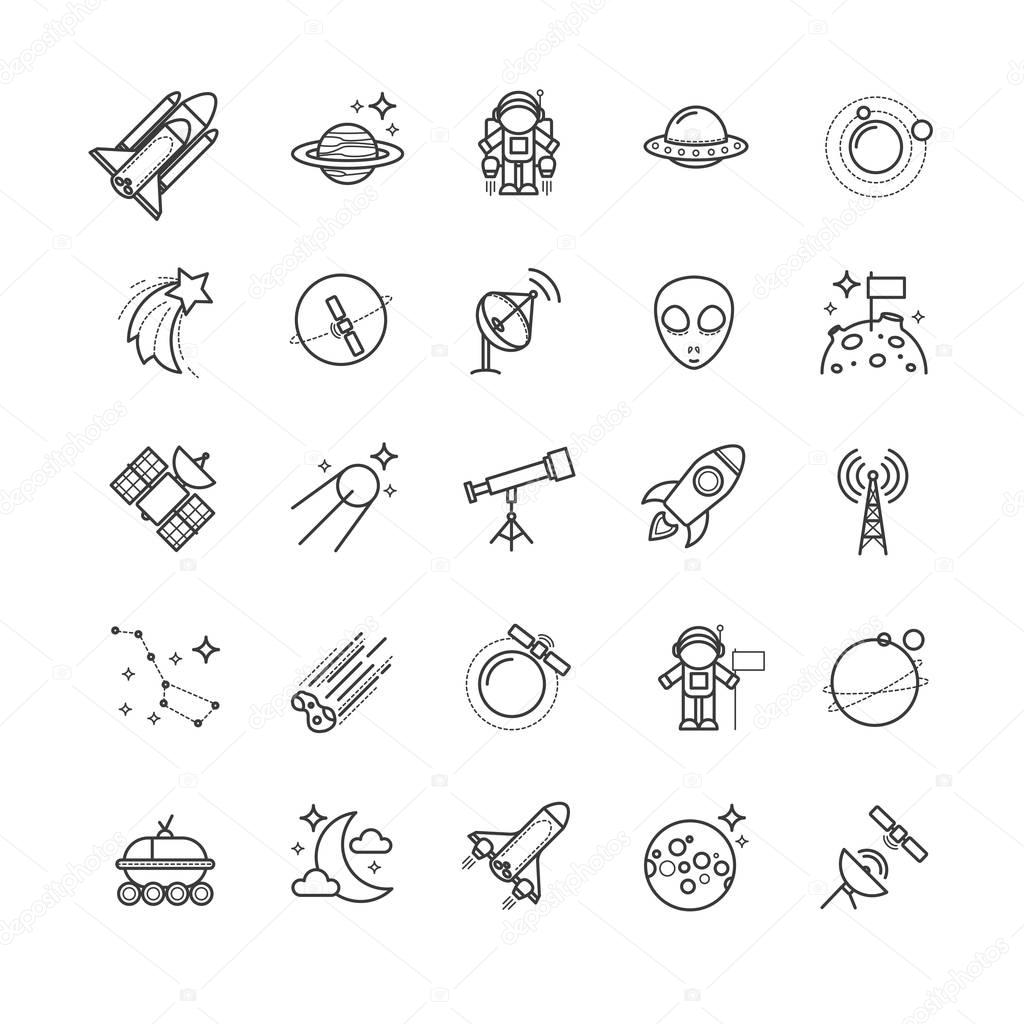 Thin line icons - space, astronomy set