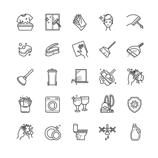 Thin line set - cleaning vector icons — Stock Vector