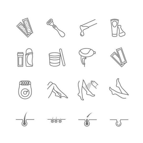Epilation web icon vector set
