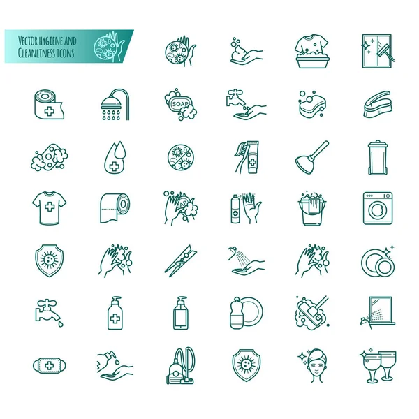 Hygiëne en netheid vector icons set — Stockvector