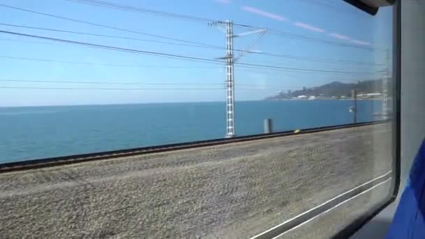 Seashore Window Train — Stockvideo