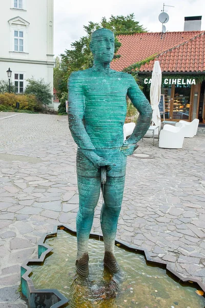 Praga Octubre 2017 Escultura David Cerny Fuente Turística Con Dos — Foto de Stock