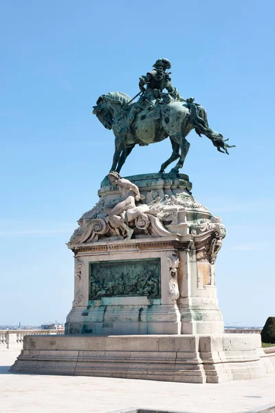 Budapest Hungary エイプリル24 2020 ブダ城のサヴォイ王子ユージンの乗馬像 — ストック写真