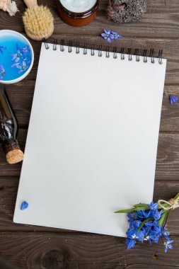 Mavi tonları defterde bulunan bir spa için ayarla