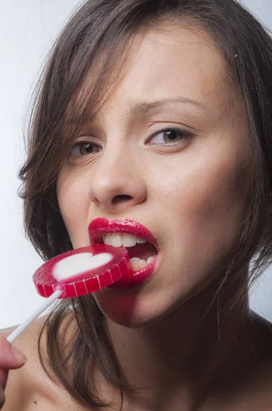 Portrait Girl Lollipop — Stock Photo, Image