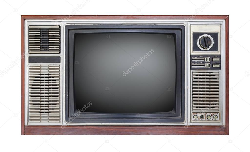 Vintage television isolated over white background