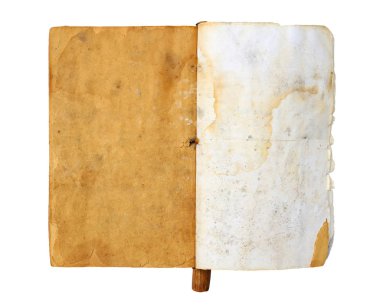 boş sarı lekeli sayfaları ile eski açık bir kitap