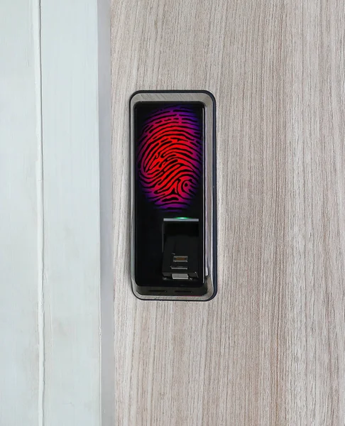 Fingerprint used as an identification method on a door lock. Digital illustration.