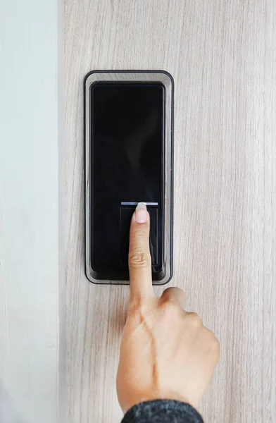 Fingerprint used as an identification method on a door lock — Stock Photo, Image