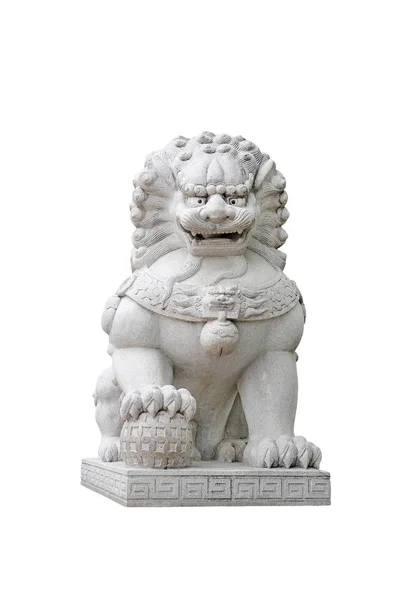 Chinese keizerlijke Lion standbeeld geïsoleerd op witte achtergrond — Stockfoto
