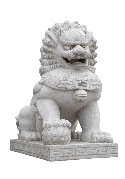 中国帝国的狮子雕像，白色背景上孤立 — 图库照片