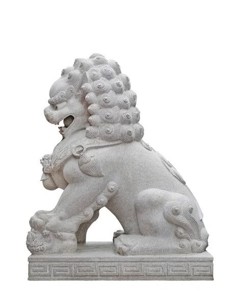 Standbeeld van Chinese keizerlijke Leeuw, geïsoleerd op witte achtergrond. — Stockfoto