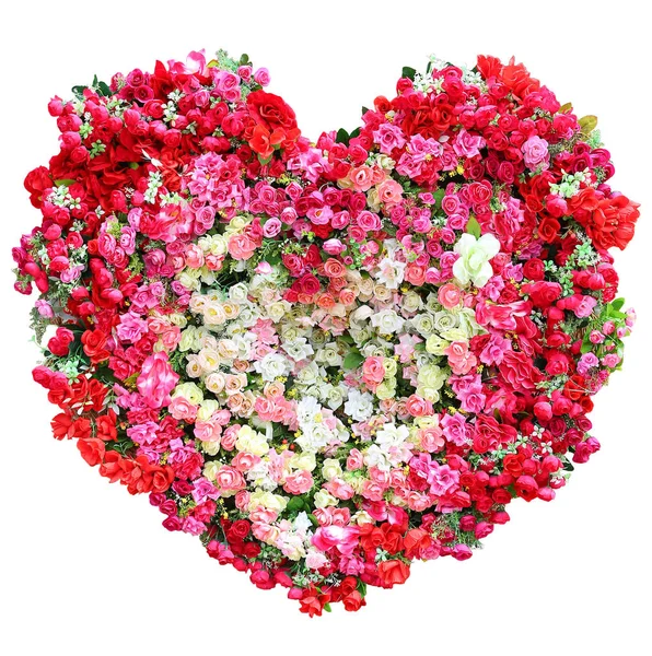 Dia dos Namorados, Coração feito de rosas flor isolada no fundo branco . — Fotografia de Stock