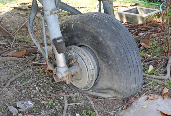 wheel of old airplane