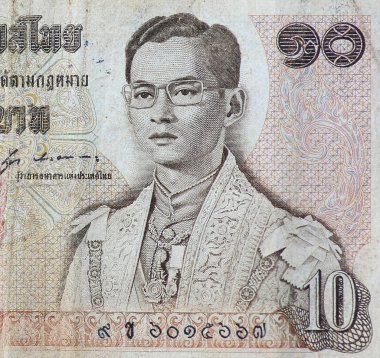 Vintage Tayland Kralı Bhumibol Adulyadej banknot üzerinde görüntü kadar kapatın.