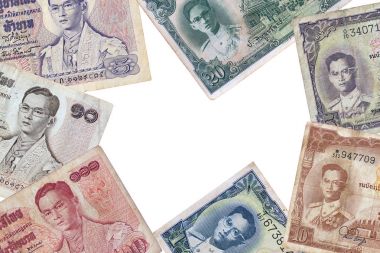 Eski Tayland Bahtı para birimleri banknot arka planı olarak görüntüleme