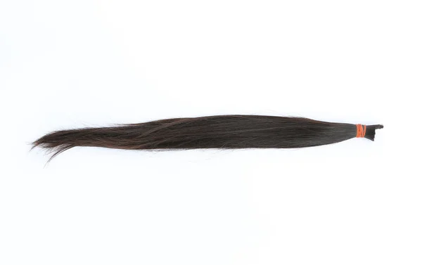 Doar cabelo para paciente com câncer isolado em fundo branco, linha do cabelo — Fotografia de Stock