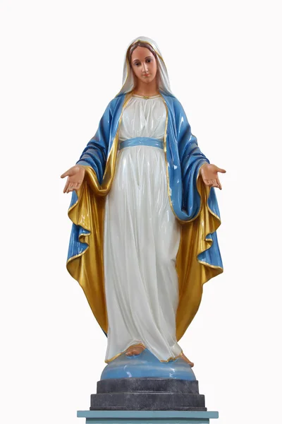 圣洁的妇女，在罗马天主教会在白色背景上的雕像 — 图库照片