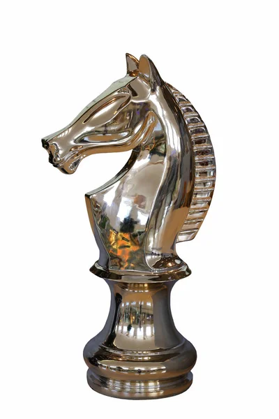 Zlatý kůň Šachy izolovaných na bílém pozadí — Stock fotografie