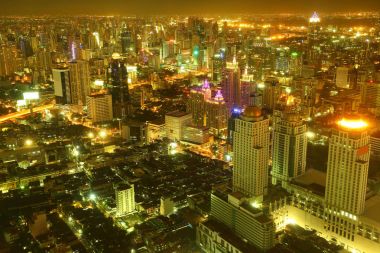 Gece Bangkok şehir peyzaj