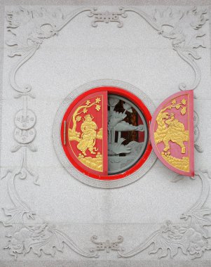 Çin ay windows tarzı Tayland Çin Tapınağı'nda.