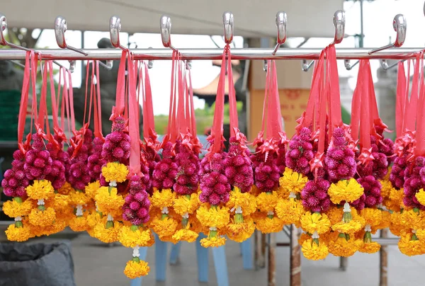 Guirlandas penduradas, amaranto e flor de calêndula — Fotografia de Stock